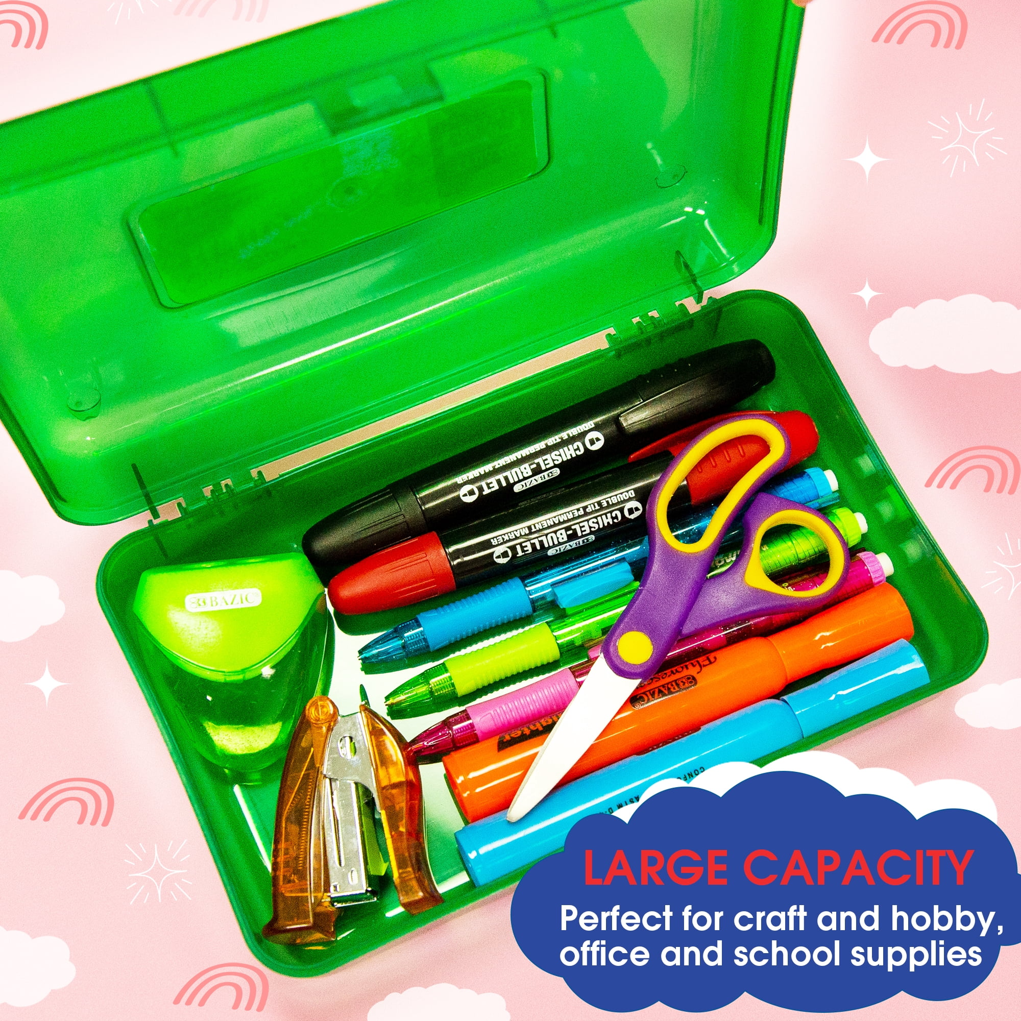 Bazic Products 842 Clasp Pencil Case, 8" X 4.75" X 2.5", Randomly Assorted Color