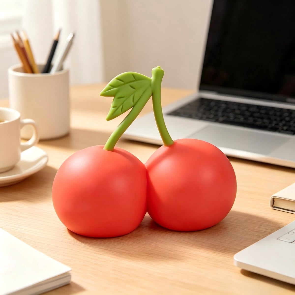 Large Simulated Cherrys Fidgets Toys, Fruit Squeezed Cherries Slow Rebounding Squeezes Cherries, Squeezes Toys(B-cherry)