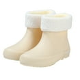 thumbnail image 6 of KEGIRLOM Women's Short-Top Rain Boots With Removable Covers Waterproof Comfortable Height-Increasing Heel For Fall And Winter. Beige Size 4.5, 6 of 7