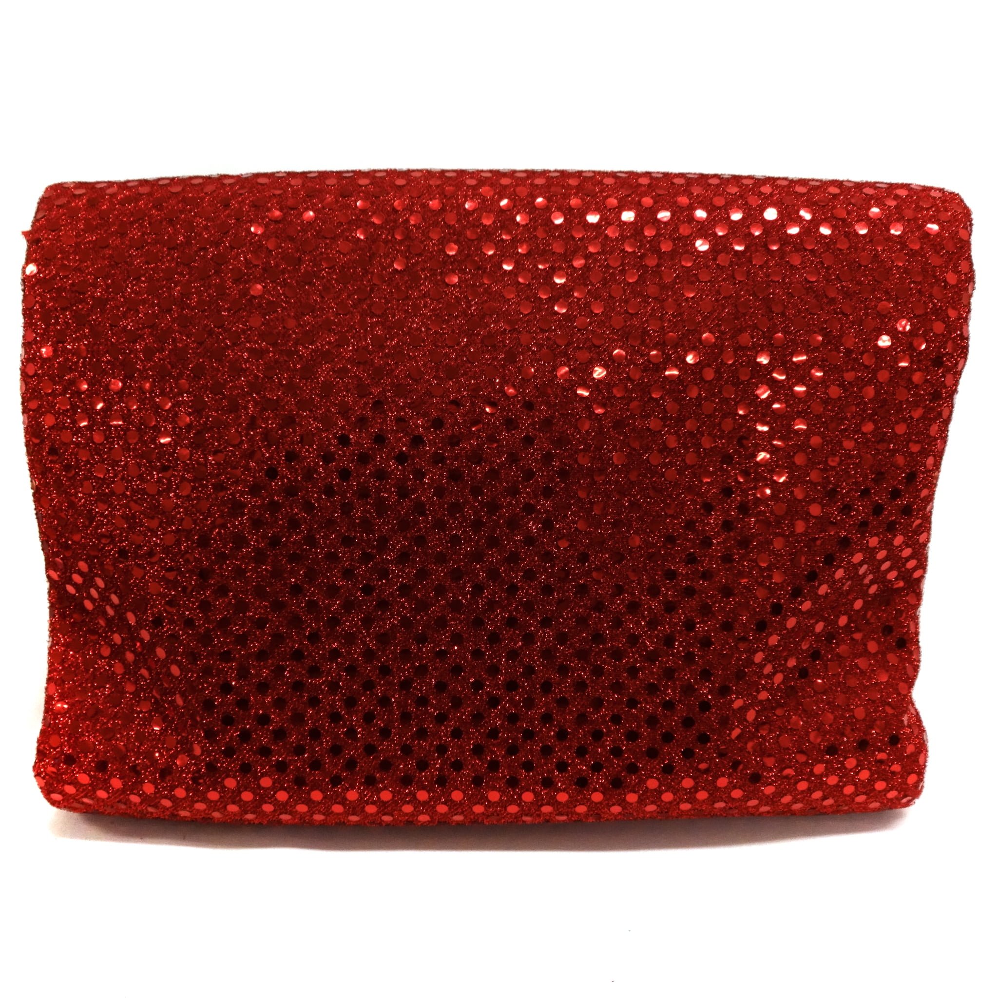 Shason Textile (3 Yards Cut) Spangle Sequin Glitter Knit Fabric, Red