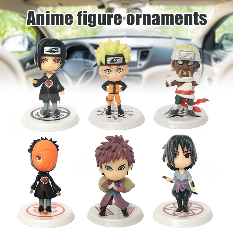 6Pcs Action Figure Anime Naruto Sasuke Itachi Gaara Killer Bee Obito  Desktop Car Ornament for Kid Adult Fashion Plaything 