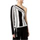 thumbnail image 2 of Blusa de Un hombro a rayas bar III para mujer negro XXL Un hombro, 2 of 2