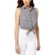 thumbnail image 1 of GUESS Blusa con parte superior recortada con dobladillo anudado para mujer, negro, grande Guess parte superior de la cosecha, 1 of 1