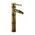 thumbnail image 1 of Grifo clásico de bambú, disponible para agua fría y caliente, boquilla de tres juntas para lavabo, fácil instalación sin herramientas especiales (bronce), 1 of 5