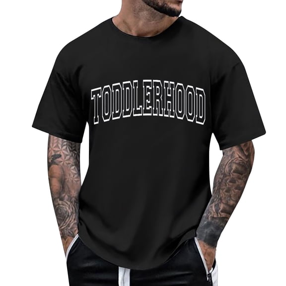 Baqcunre Mens T Shirt Men'S Oversized Spring And Summer Trend Young Large Size English Printed Short Sleeve T Shirt Top Sweatshirt Tops For Men Black L