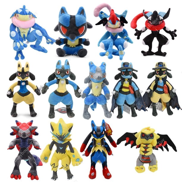 Muñeco de peluche de Pokémon con capucha para niños, muñeco de felpa suave de 20 estilos, Jazz Riolu Zeraora, dibujos animados, Mega animales, regalos de cumpleañosGreninjaCN He Qiyong unisex