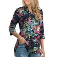 thumbnail image 3 of VERABENDI Women's Tops Plus Size 3/4 Length Long Sleeve Shirts Dressy Casual V Neck Tunic Blouses (M-4XL), 3 of 8
