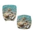 thumbnail image 2 of HELLHERO Beach Seashell Print Office Chair Cover, Starfish Print Elastic Fit Desk Computer Chair Slipcover, Removable Office Chairs Seat and Back Cover Set, Blue, 2 of 7
