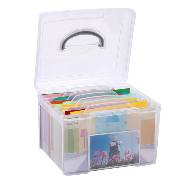 Photo Organizer Box with Dividers File Holder with 6 Dividers Large Photos  Organizer Greeting Card Storage Box for Office Picture Display 