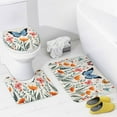 thumbnail image 4 of Watercolor Butterfly Bathroom Sets with Shower Curtain And Rugs, Incl with 12 Hooks，Toilet Lid Oval Rug, 4 of 8