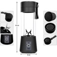 thumbnail image 5 of Batidoras portátiles Licuadora de frutas Licuadora de jugo eléctrica Recargable por USB, 6 cuchillas 3D para una mezcla excelente, 380 ml Negro brillar Electrónica, 5 of 5