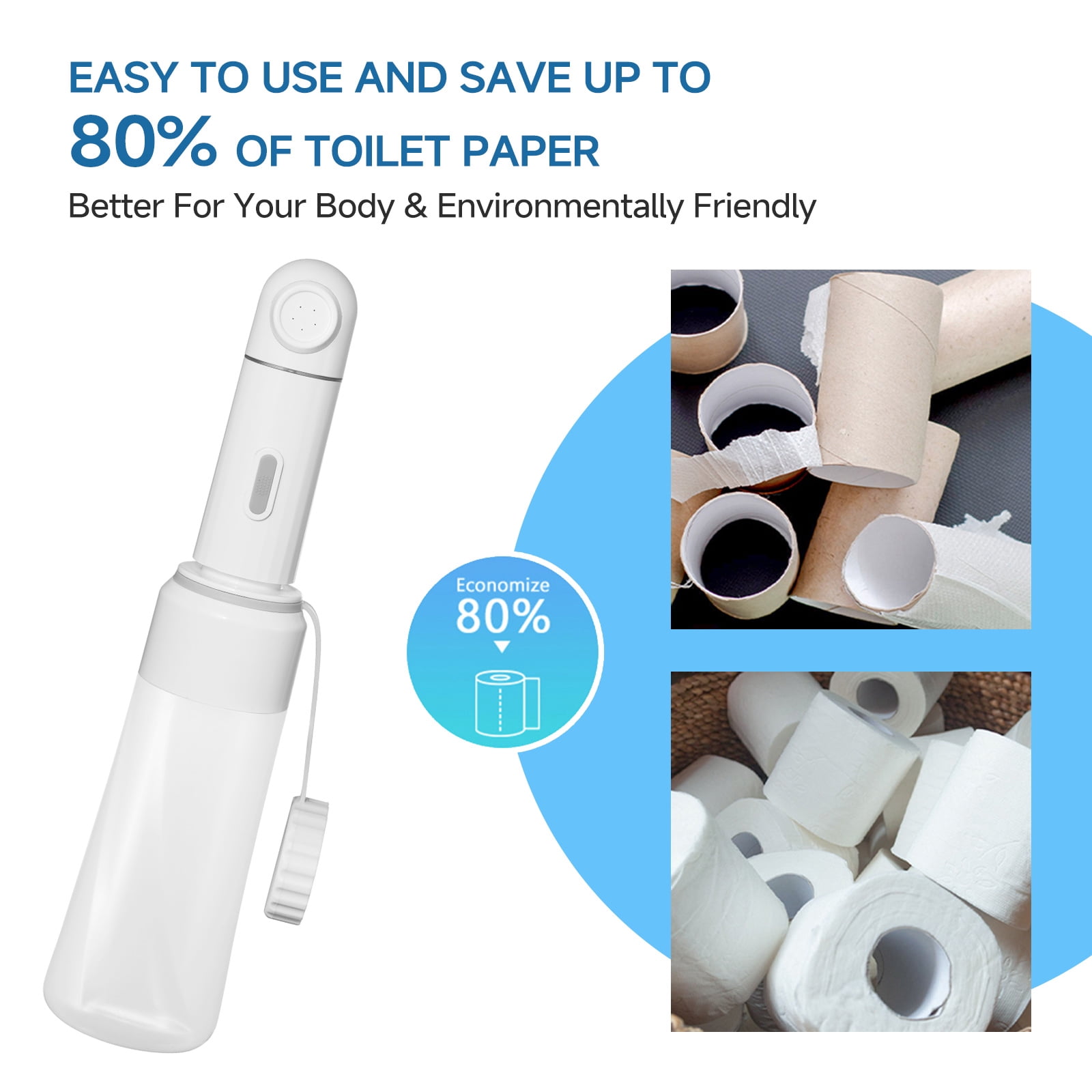 Obgado Electric Portable Bidet - 350ml Handheld Rechargeable Travel Bidet with 2 Sprayer Modes for Hygiene Cleaning