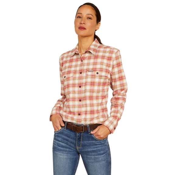 Ariat Women's Rebar Flannel DuraStretch Work Shirt, Almond Milk, XX-Large