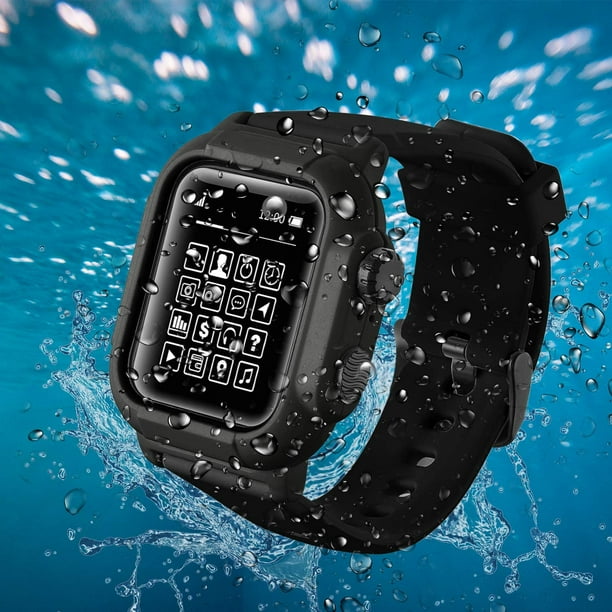 Compatible with Apple Watch Series 6 SE 5 4 44mm Waterproof Case with Band IP68 Full Sealed Shockproof Cover Case with Premium Silicone Sport