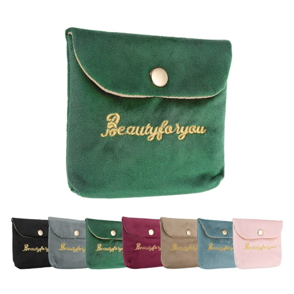 Velvet Jewelry Pouches with Snap Button, Soft Jewelry Pouches Storage Bags Small Velvet Gift Bags for Rings Necklace Bracelet, Green