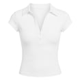 thumbnail image 4 of Yuhangmm T Shirts for Women, Women's Button Down Short Sleeved Tight Fitting T Shirt Womens Turtleneck Long Sleeve Tops White XL, 4 of 4