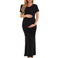thumbnail image 3 of TAIAOJING Women's Summer Maternity Nursing Breastfeeding Dress Split Long Short Sleeve Ruched Pregnancy Clothes Dresses, 3 of 9
