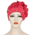 thumbnail image 6 of EnJoCho Women,s Solid Color Beaded Toe Cap Cap Space Cotton Candy Color BeadedBig Flower Hat Turban Cap, 6 of 6