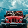 thumbnail image 3 of Jeiento Skull Flag Windshield Sun Shade Compatible with Jeep Wrangler JK JKU JL JLU 1997-2023 & Jeep Gladiator JT 2020-2023 16.5"x52.5" Folding Front Window Sun Shade for Car Accessories, 3 of 6