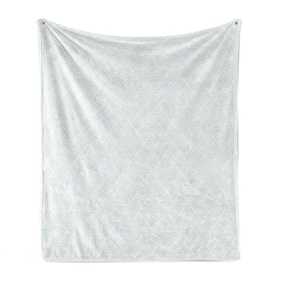 Geometry Soft Flannel Fleece Throw Blanket, Repeating Simplistic Creative Pattern with Overlap Monochrome Rhombus Shapes, Cozy Plush for Indoor and Outdoor Use, 50" x 60", Seafoam White, by Ambesonne