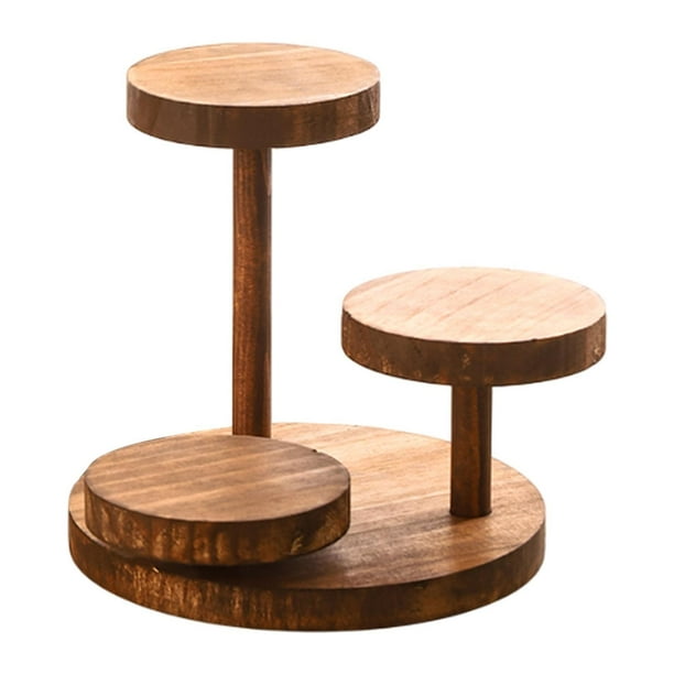 Soporte de madera para pasteles, soporte de madera para plantas, expositor de objetos coleccionables, soporte para postres Redondo 18x17cm