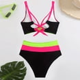 thumbnail image 4 of GEWSEY Women's Cheeky Bikini Sets Color Block Two Piece Swimsuit Crisscross Back Sporty Bathing Suits Curvy Swim Suit (Hot Pink, M), 4 of 9