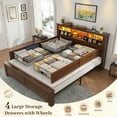 thumbnail image 6 of EnHomee Queen Bed Frame with Headboard Bed Frame with 4 Storage Drawers & LED Lights Platform Bed frame with Charging Station, 6 of 7