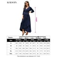 thumbnail image 5 of Women's Maternity Dress V Neck 3/4 Sleeve Ruffle Long Dress High Waist A Line Maxi Dress with Belt, 5 of 5