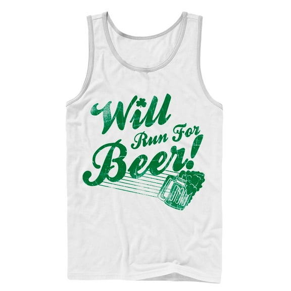 Men's CHIN UP Will Run For Beer  Tank Top White X Large
