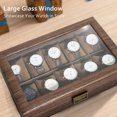 thumbnail image 5 of Uten Wood Watch Box, Watch Storage Case, Watch Organizer with Glass Display Lid for Men, 10 Slots, 5 of 12