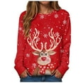 thumbnail image 3 of Womens Sweatshirts Christmas Cute Long Sleeve Reindeer Print Crewneck Pullover Sweatshirt Graphic Winter Loose Casual Xmas Women's Sweatshirt Red L, 3 of 6