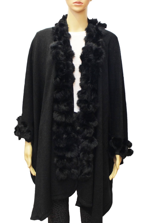 black shawl with fur
