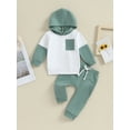 thumbnail image 3 of 0-3Y Toddler Baby Boys Clothes Sets 6M 12M 18M 24M 3Y 2pcs Long Sleeve Contrast Color Hoodie Tops Drawstring Pants Sets, 3 of 10