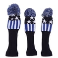 thumbnail image 1 of Funda tejida de hilo de lana para palos de Golf, protección para la cabeza de palos de Golf de madera, n. ° 1/3/5, 3 fundas en 1, azul y blanco, 1 of 10