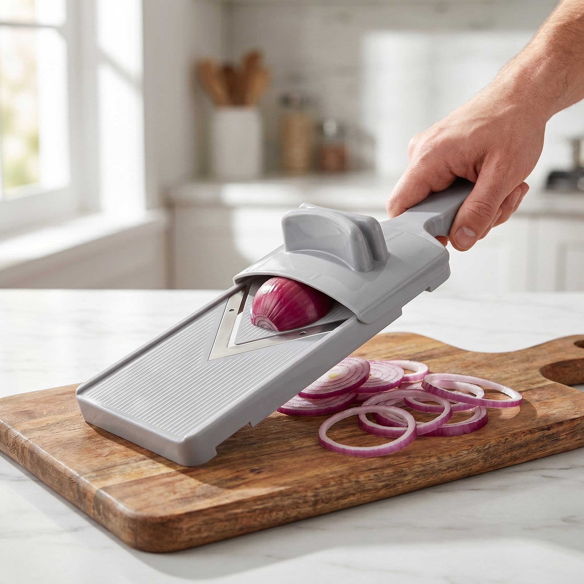 Unique Bargains Multifunctional Potato Slicer with Chopping Function Gray 12.6"x3.9"