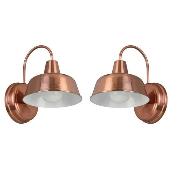 Home Square Stainless Steel Wall Light in Painted Copper - Set of 2