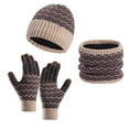 thumbnail image 2 of WREESH Men's Stripe Winter Woolen Hat Set Color Blocked Knitted Hat, Scarf, and Gloves, Three Piece Set With Beanie and Neck Warmers Khaki, 2 of 3