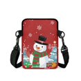 thumbnail image 2 of POLERO Christmas Cross Body Bags Snowman Theme 2 Zippers Crossbody Wallet for Travel, Stretch Polyester with Compartments Cell Phone Pouch, 2 of 7