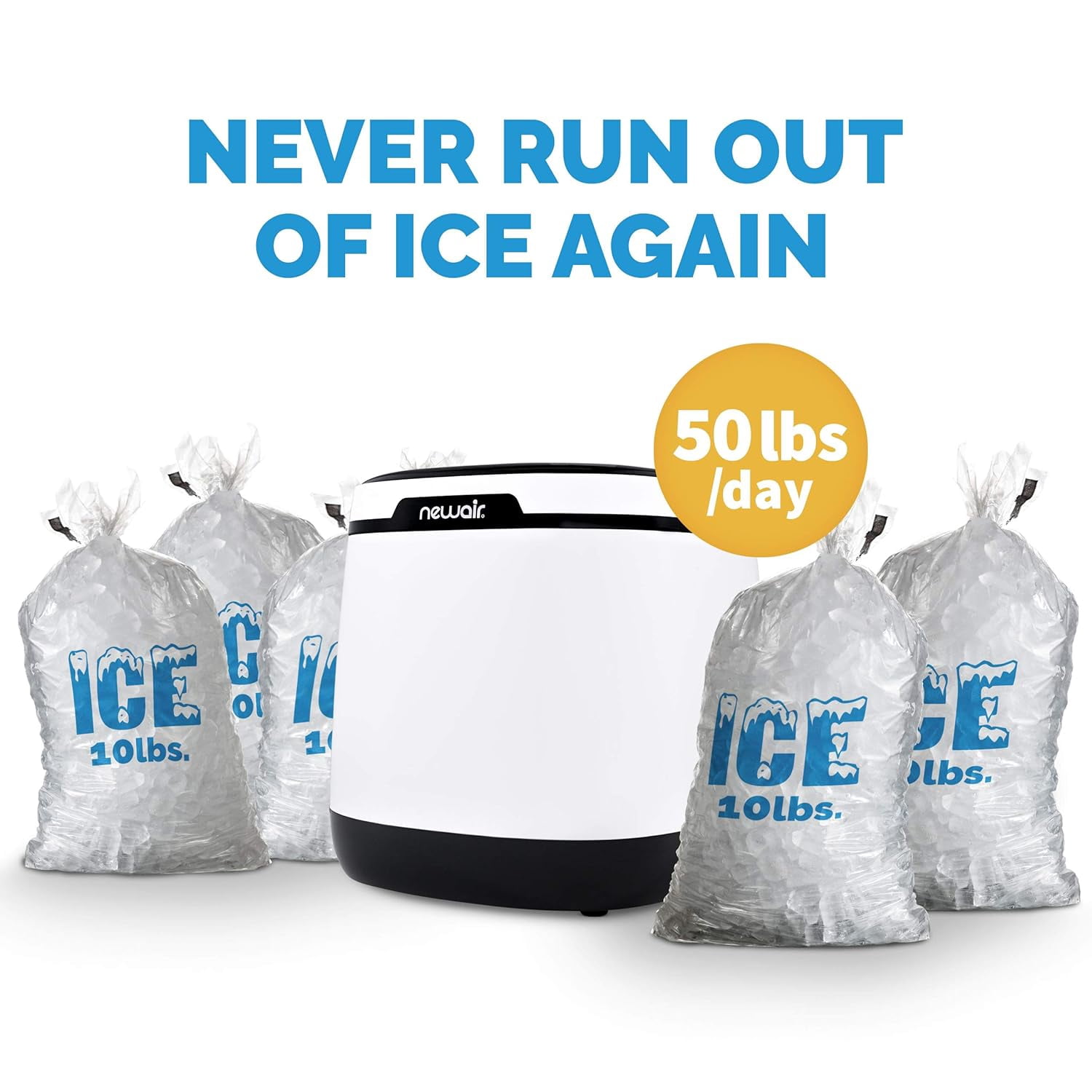 Restored Newair AI-250W-RB Countertop Ice Maker with One Button Operation, 50 lbs of Ice a Day, White (Refurbished)