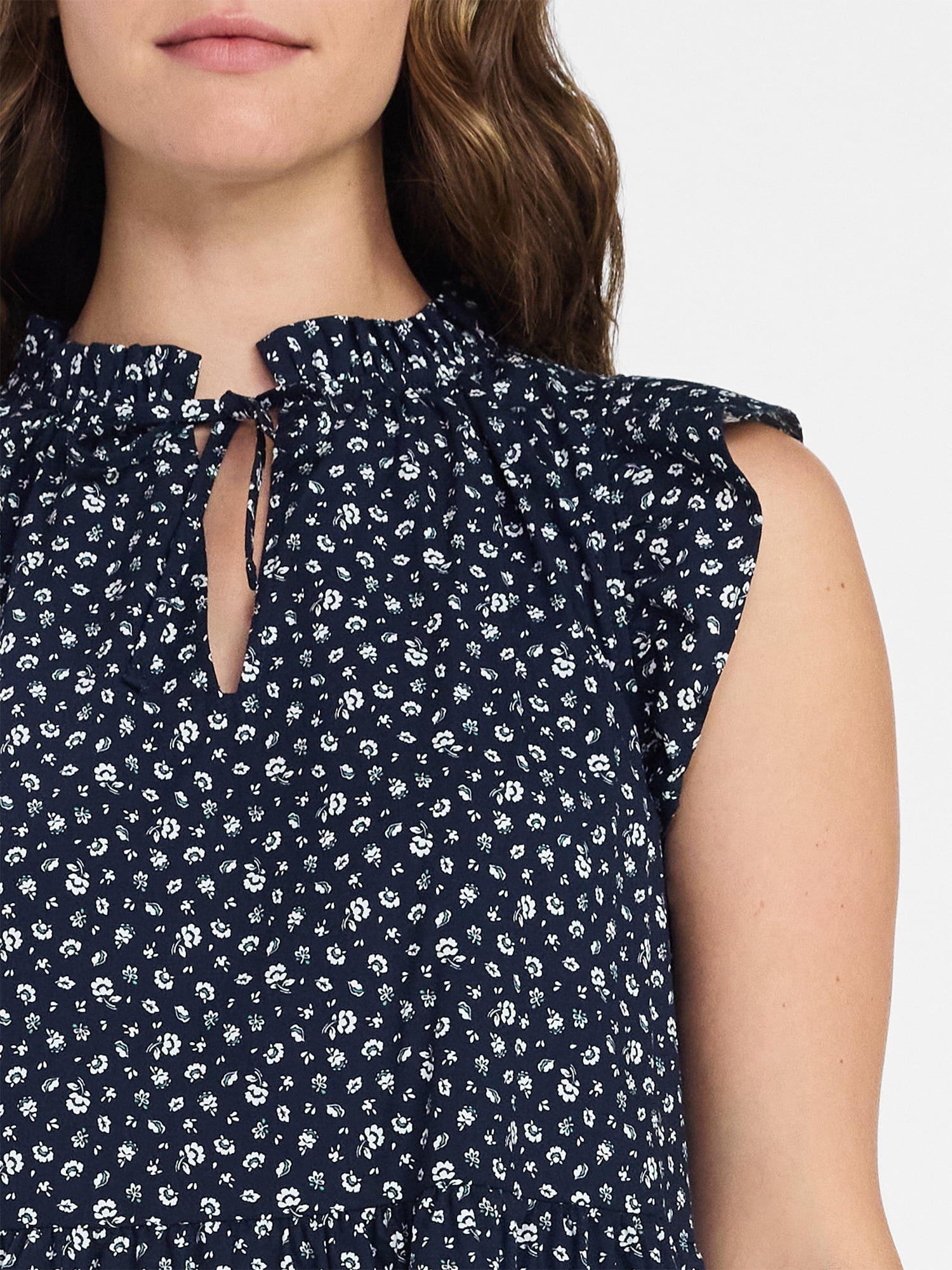 Time and Tru Women’s and Women’s Plus Flutter Sleeve Cotton Mini Dress, Sizes XS-4X