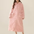 thumbnail image 4 of SWSMCLT Women's Cold Weather Fleece Bathrobe Home Full Zip Long Duster Robe Comfy Bathrobes Ankle Length Pink Medium-Large, 4 of 5