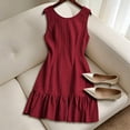thumbnail image 7 of Admvng Dress for Women Ruffle Hem Sleeveless Round Neck Summer Vacation Sundress, 7 of 7
