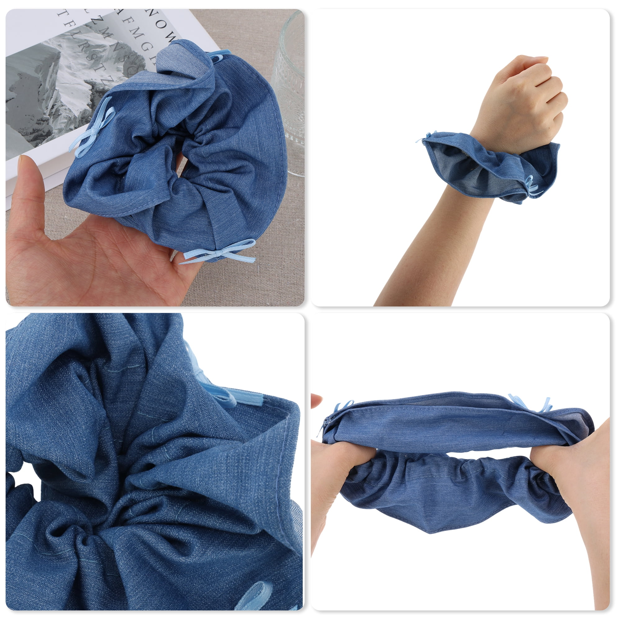 Unique Bargains Bow Denim Hair Ties All Occasions Hairstyles Blue Ribbon Bow