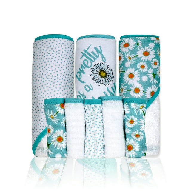 Ensemble de 8 Pcs de Serviette de Bain à Capuchon et Débarbouillette : Joli