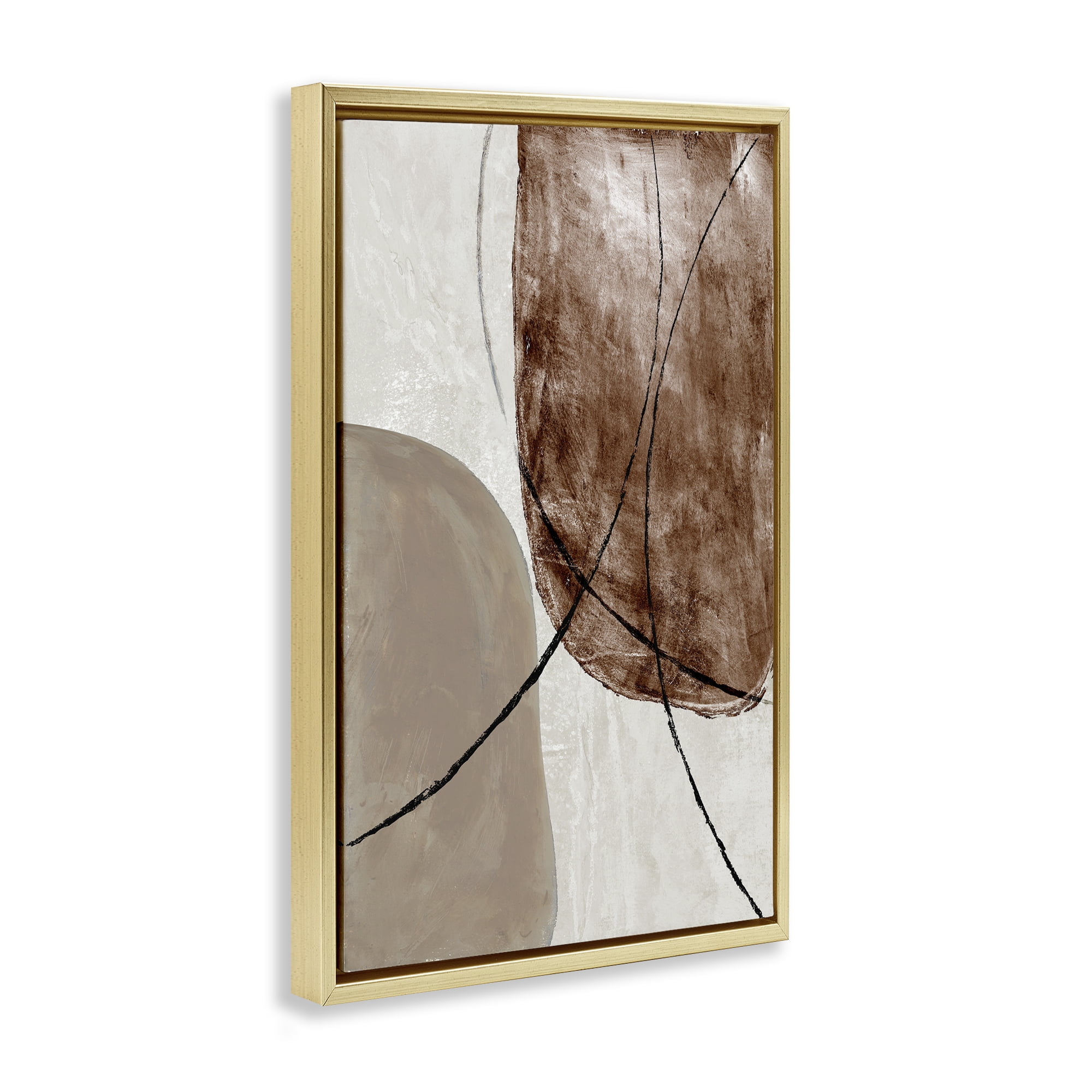 Stupell Industries Taupe & Brown Abstract Gold Framed Floater Canvas Wall Art, design by Merri Pattinian