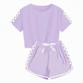 thumbnail image 2 of NIEWTR Girls Spring Clothes Infant Toddler Baby Girl Summer Clothes Bow Embroidery Short Sleeve T Shirts Top Shorts 2 Piece Summer Outfits Set(Purple,7-8 Years), 2 of 6