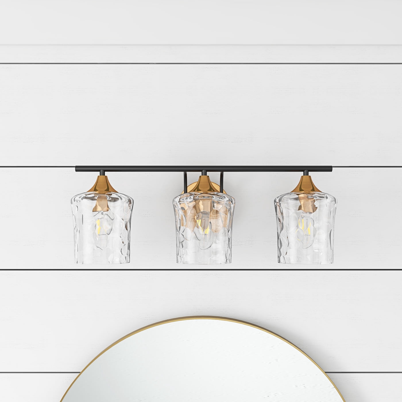 Aiwen Gold Brushed Crystal Vanity Light Fixture 3-Light Modern Bathroom Light Fixture over Mirror Vintage Wall Sconce