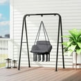 thumbnail image 4 of Spaco Hammock Swing Chair with Large Cushion, Macrame Hanging Chair with Chain and Steel Frame for Patio, Beach, Dark Gray, 4 of 11
