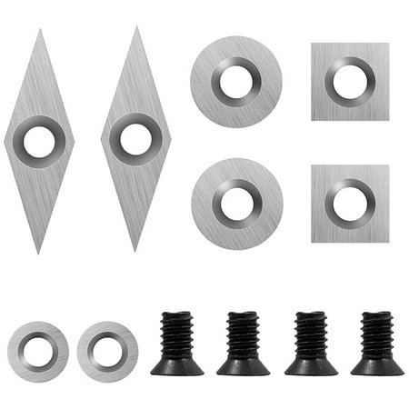 

Fyeme 8Pcs Cutter Insert Combination Set Round Square Diamond Shape Replacement Carbide Insert Kit with Screws Carpenter Woodworking Tools for Wood Lathe Turning Tools