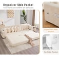 thumbnail image 4 of Timbernest 110.75" L Shaped Convertible Sleeper Sofa Bed, Corduroy Modular Sectional Couch with Movable Footstool, Cup Holders, Side Pockets, 8 Throw Pillows, Beige, 4 of 12
